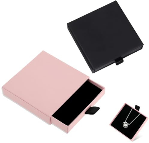 JEYORZY 2 Pezzo Confezione regalo per gioielli Scatole Regalo - Confezione Elegante per Collane,Piccola Scatola di Gioielli in Carta per Bracciali, Anelli,Orecchini - Dimensioni 7 x 7 x 1,7 cm