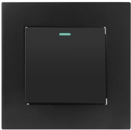 AXFEE Interrupteur d'éclairage sans Fil, Interrupteur Mural, Poussoir Applique Murale Interrupteur MéCanique, 1 Gang 1 Voie Interrupteur D'éClairage Avoir Vis, Interrupteur Encastrable, Noir