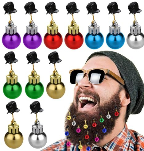 12 Pezzi Decorazioni Per Barba Palline Di Natale, Palline Di Natale Barba, Addobbi Natalizi Per Barba, Decorazioni Per Palline Di Natale Con Barba Decorazione Di Palline Per pelis Sul Viso Per Uomo