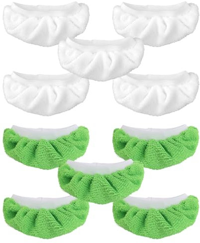 Tinoaly 10 Stück Dampfreiniger Pads, Mikrofaser-Tuch-Bezug Waschbar Dampfwischer-Ersatzpads Kompatibel mit Bissell Steam Shot, Dupray, PurSteam, Comforday, Handdampfreiniger (Weiß, Grün)