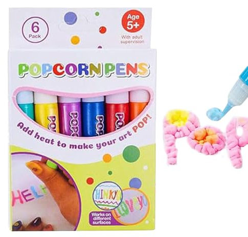Magiska puffyy-pennor – DIYY bubbelpopcornn fluffiga ritpennor | Popcornn 3D-bubbla popcornn ritning magiska pennor | färgglada magiska pennor för barn för hälsning födelsedagskort dekorera graffiti