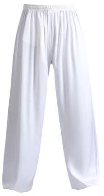 Unisex Kung Fu Hosen Tai Chi Hosen EIS Silk Chinese Kampfkunst Flügel Chun Taichi Kleidung Aufführung Verschleiß White-XL