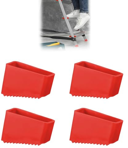 4 pies de escalera de 50 x 20 mm, tapa protectora, tapas protectoras para escaleras, pies de goma para escaleras, cubierta antideslizante para pies de escalera, pies de escalera, cubiertas universales