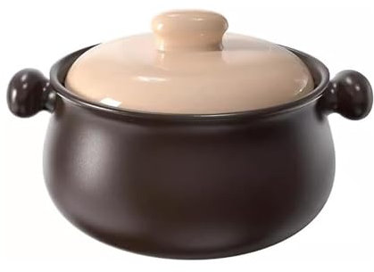Olla de cocción lenta de cerámica, cacerola de gres con tapa, ideal para sopa, guiso y arroz, esencial de cocina duradera y versátil, perfecta para comidas familiares