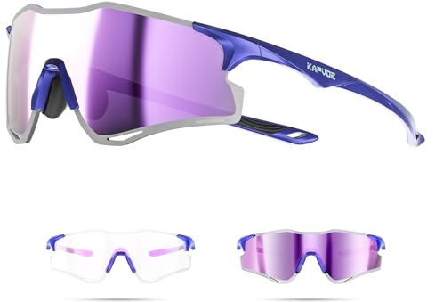 KAPVOE Occhiali da Sole Ciclismo Fotocromatici Uomo Donna Sportivi Trasparenti Bici Mountain Bike MTB Bicicletta K425