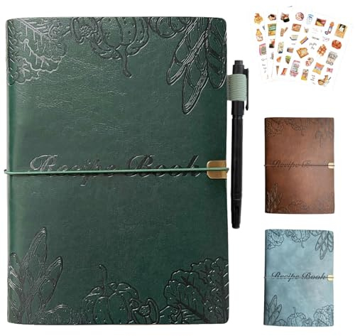 Suaetiai Blank Recipe Book to Write in Your Own Recipes,Leather Recipe Book