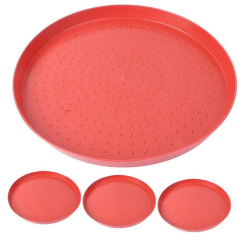 MERRYHAPY 4pcs Small Poultry Feeder Plastic Feeding Tray Food Dispenser for Chickens Ducks Geese 35cm Starter Plate Poultry Food Tray for Brooding and Farming