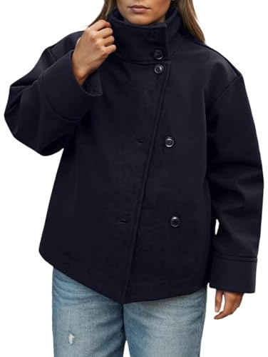 WWricotta Cappotto corto da donna taglie forti in misto lana, invernale, oversize, casual, corto, caldo, elegante e confortevole