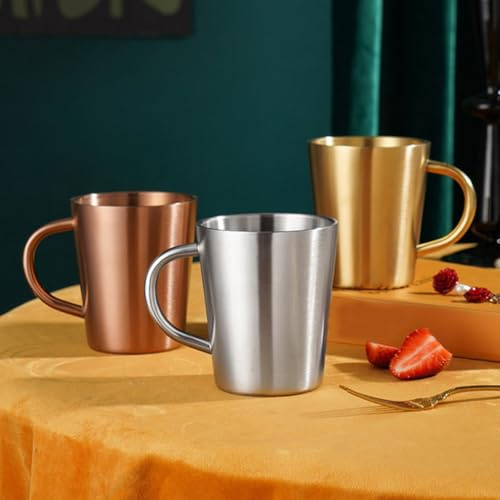 FUANA Tasse à café en acier inoxydable de 300 ml, tasse à eau isotherme à double paroi pour boissons chaudes et froides, bière, vin, lait, pour iPhone, cuisine, ustensiles de cuisine