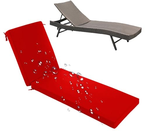 Genérico Cojín para Tumbona De Exterior Lavable Impermeable,5cm/8cm De Grosor Protección UV,Cómodo Cojín para Tumbona para Muebles De Jardín con Suela Y Correas Antideslizantes,14,200x60x8cm