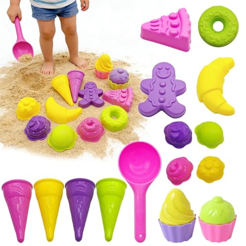 Sandformar Set - ABS 17 stycken 400 g | Glassabl med färgglada koner, strandset, sandlåda i trädgården | bygg,