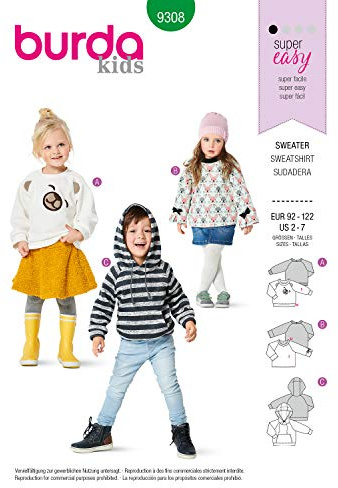 burda Schnittmuster Mädchen Sweater #9308 Gr.92-122