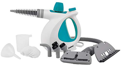 Beldray 10-in-1 Dampfreiniger Handgerät für Badfliesen Spiegel Fenster mit europäischem Stecker, 1000 W effektiv Tötet Haushaltsbakterien - Türkis