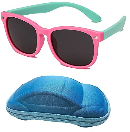YAMEIZE Occhiali da vista flessibili in - gomma di vetro anti-luce blu per bambini, per ragazzi e ragazze di età compresa tra 3 e 10 anni