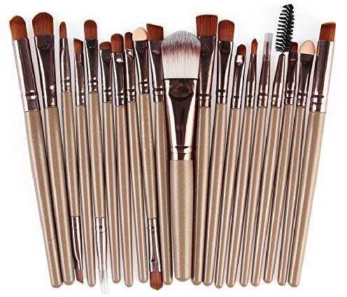 Makeup Brushes ZHIYE Make up Brush Set 20 PCs Professional Face Eyeliner for Foundation Blush Concealer Eyeshadow with Travel Brown
