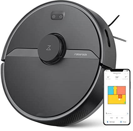 roborock S6 Pure Saugroboter mit Wischfunktion, Lasernavigations-System, 2000Pa Staubsauger Roboter, App Alexa Roboterstaubsauge, 180min Akkulaufzeit, Schwarz