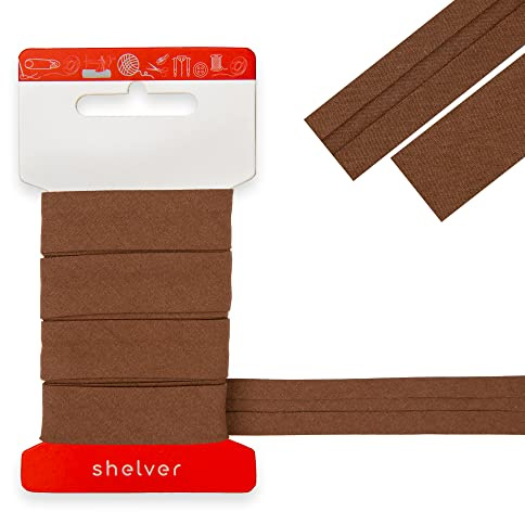 Bias Binding Tape for Sewing, Bias Tape, Bunting Tape, 20mm Single Fold, 100% Cotton, 30 Colours (Brown)