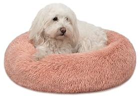 lionto Lit Donut pour Chiens et Chats, lit Rond Moelleux pour Petits et Grands Animaux domestiques, Ø50 cm, lit pour Chats en Peluche Doux, Coussin pour Chien avec Rembourrage Extra épais, Rose