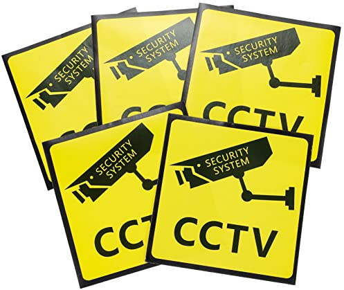 Baluue Lot De 5 Panneaux De Sécurité à Domicile Autocollants 10x10 Cm Pour Vidéosurveillance Extérieure, Panneaux D’interdiction D’accès Propriété Privée, Signes Avant-coureurs Anti-intrusion