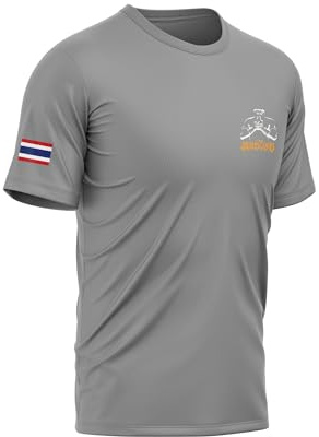 TAO MARTIAL Muay Thai T-Shirt Quick Dry Lightweight Breathable Sport Tshirt, ST222 (Grey, Size M)