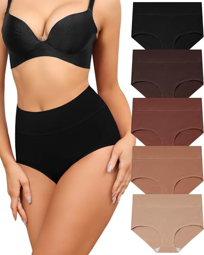 Levao Lot de 5 Culotte Femme Coton Taille Haute sous-Vêtements Slip Femme Coton Elasticité Doux Boxer Culottes et Slips Multipack S-XXL