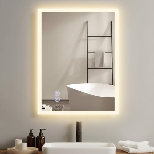 Mursche Badezimmerspiegel mit Beleuchtung Badspiegel mit Licht - 50x70cm Explosionsgeschütztes Glas Spiegel mit Touch Mirror Beschlagfrei Beleuchtet Bad Dimmbar IP44 für WC Badezimmer