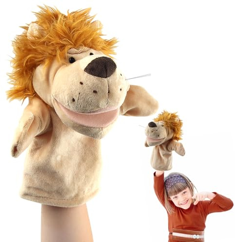 ACTOYS Marionnette à Main Lion, Marionnettes à Main Enfant, Marionnette Ventriloque, Marionnettes et Théâtres, Histoires Soir Enfant (Lion Jaune)
