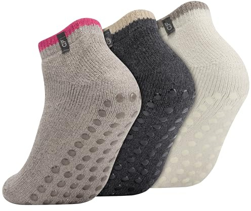3 Paias Calze Antiscivolo, Calzini Caldo di lana Maglia, Calze Antiscivolo Inverno Donna/Uomo, Calzini di Lana Termici Sono un Ottimo Regalo, EU42-46