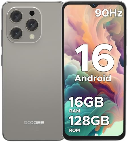 DOOGEE N55 Android 16 Smartphone Ohne Vertrag 128GB ROM +16GB RAM(2TB TF) Handy Ohne Vertrag, Octa Core 90Hz 6.56 HD+ Smartphone Günstig 5150mAh 13MP+8MP, Dual 4G Simlockfreie Handys, Face ID/GPS/OTG