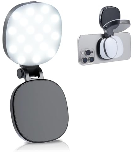Magnética Luz Selfie con 3 temperaturas de Color 2900k-6500k, Aro Relleno LED Plegable Foco Movil con Espejo, para Selfies/fotografía/vídeo/Tiktok