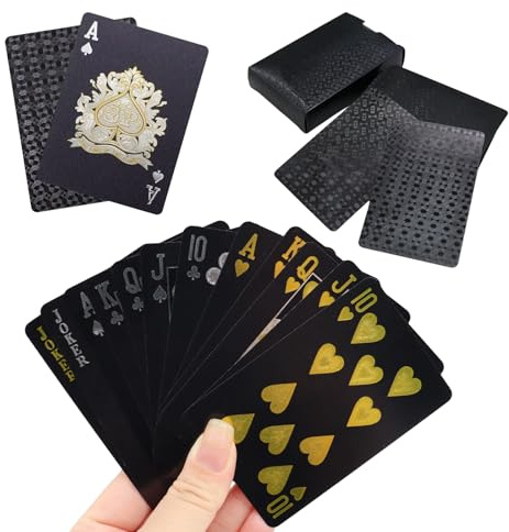 BDGYCK Carte da gioco nere, Poker da Gioco Impermeabili, Diamante Plastica Impermeabile novità, Carte da Magia Nero, per Feste a Casa, Natale, Halloween e tutte le feste