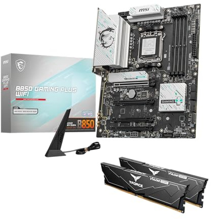 MSI B850 GAMING PLUS WIFI Motherboard,ATX-Supports AMD Ryzen 9000-7000 Processors,AM5-DDR5 Memory 8200+ MT/s (OC),PCIe 5.0x16 & 4.0x16,M.2 Gen5,Wi-Fi 7,5G LAN+HIGH-SPEED DDR5 RAM 32GB (2x 16GB) Bundle