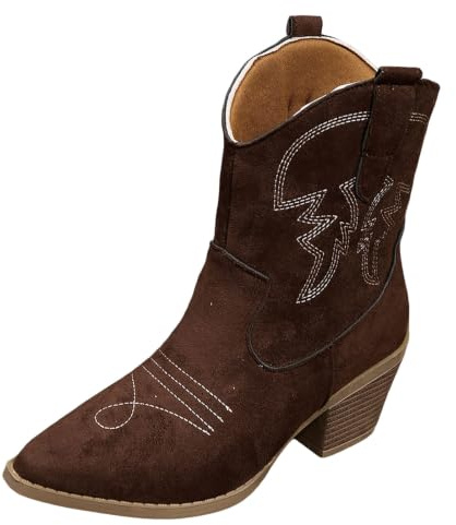 Genérico Botines Mujer Modelo Texas Estilo Flecos Laterales Multicapa y Estilo Antidesgastante Punta Afilada Diseño Vaquero Tradicional para Uso Diario