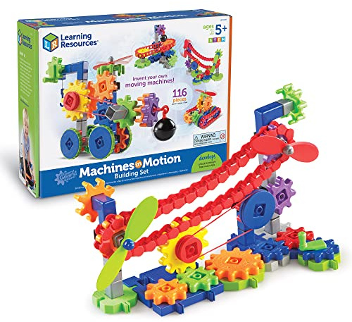 Learning Resources Gears! Gears! Gears! Machines in Motion - Toddler STEM, Building Toys for Kids, Hands-On Construction & Engineering Set, Critical Thinking, Fine Motor Skills