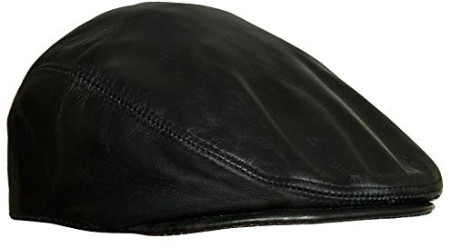 Men's Black Real Soft Leather Ivy Beret Newsboy Gatsby Golf Cabbie Flat Cap Hats S