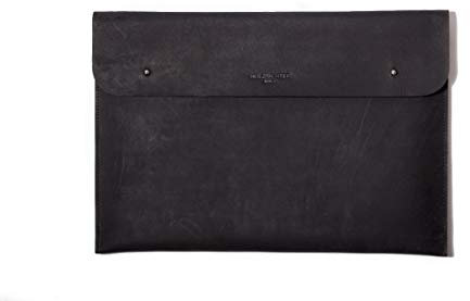 HOLZRICHTER Berlin Laptop 16“ Sleeve - Premium Hülle aus Leder – Ledertasche für Notebook Apple MacBook 16 Air Retina – schwarz