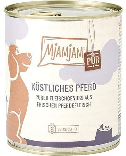MjAMjAM - Premium Nassfutter für Hunde - purer Fleischgenuss - köstliches Pferd pur, 6er Pack (6 x 800 g), getreidefrei mit extra viel Fleisch