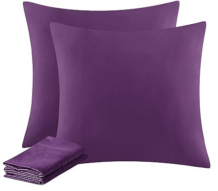 Aisbo Kissenbezug 80x80 2er Set - Kopfkissenbezug 80 x 80 Lila mit Reißverschluss aus Mikrofaser, ÖKO-TEX Pillow Cover 80x80cm, Weich und Bügelfrei