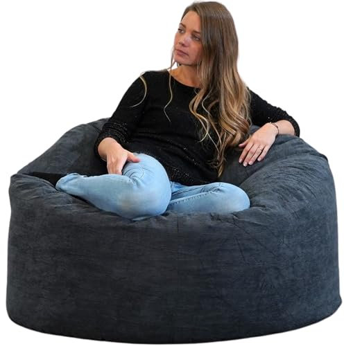 Sitzsack XXL 100 cm Erwachsene und Kinder - Weich und Bequem - Optimale Unterstützung für den Rücken - Sitzsack mit Füllung - Sitzsack Sessel, Gaming Sitzsack, Bean Bag Chair (Blau)