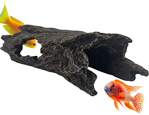 Mascot Pets 26cm Log Drift Wood Cave Fish Tank Hide Artificial Polyresin Aquarium Ornament Aquatic Model Decoration
