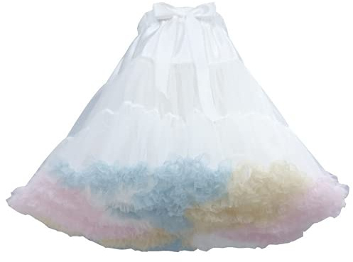 SSDH Puffy Tutu Jupe Layered Ballet Tulle Pettiskirts Robe Costume Danse Doux Jupon Jupon pour Femmes (Blanc)