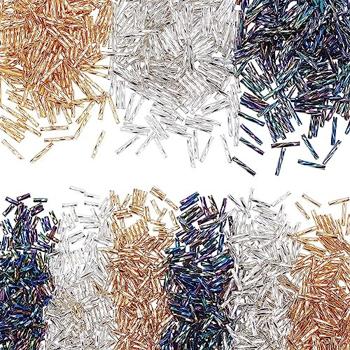 PandaHall 1998 Stück 9 Stil Glas Signalhorn Perlen, 6/9/12 mm Langes Röhrchen Rocailles Lose Abstandsperlen Für Ohrring-Armband Neckalce Schmuck DIY Craft Making, Loch 0.5 mm