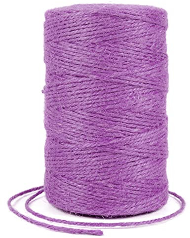 Uiopa Ficelle Jute 2mm x 200m, Ficelle Corde Jute Naturel Fil de Jardinage Corde Chanvre, Cordelette pour Jardin, Bricolage d'art Créatif, L'emballage Cadeau, Deco Noel (Violet Clair)