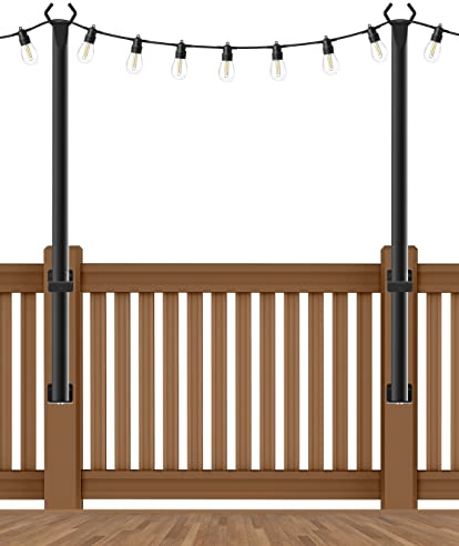 Beizelte 2 Pack 5Ft String Light Poles,Outside String Lights,Outdoor Light Poles,Metal Poles Stand for Patio,Backyard,Deck