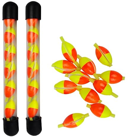 Aventik Strike Indicator Hand Tied Floating Fly Fishing Nymphs & Dry Fly 12 pc Each Style Strike Indicator Fly Fishing (Semi red and Yellow, M)