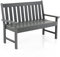 GOPLUS Gartenbank wetterfest, 2 Sitzer Parkbank Kunststoff, Sitzbank Outdoor bis 320kg belastbar, Terrassenbank mit hohe Rücklehne & Armlehne, Sitzbank Garten Balkon Terrasse, 132x65x91cm (Grau)