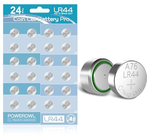 POWEROWL LR44 Knopfzellen AG13 357 303 SR44 Batterien, 1,5V Knopfzellenbatterien LR 44 24 Stück