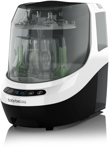 Baby Brezza Bottle Washer Pro – 3-in-1 Baby Bottle Cleaner; Wash, Sterilise, Dry – Universal Cleaning for All Bottles: Plastic + Glass + Newborn Dummy + Breast Pump Parts - HEPA Filtration (White)