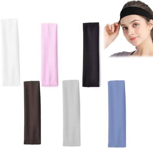 Haarbänder Damen Stirnband Damen Dünn Haarband Beige Schweiß Haarbänder Weiches Elastisch Haarreife Frauen Yoga Workout Fitness Headbands 6er-Pack Schwarz Weiß Kaffee Dunkelgrau Khaki Pink