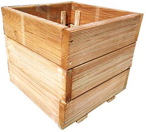 FKL DESIGN Home Deco Pflanzkasten aus Holz Pflanzkübel Garten Terrasse Holzkasten Holzkübel Pflanzdecko Kübel Grün Imprägniert fertig montiert D23 (30 x 30 x 24 cm)